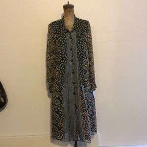 Anna Sui Deco Peony Chiffon Long Sleeve Fall 2019